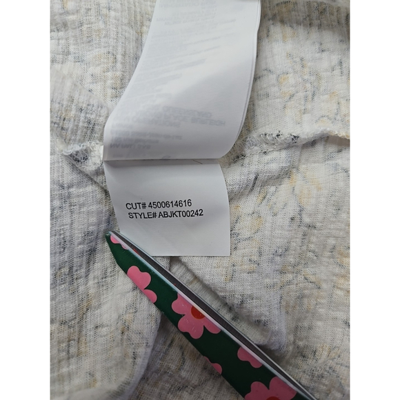 Billabong Floral Peasant Blouse Boho Tie Neck Top Cream Yellow Women’s M - Picture 11 of 11